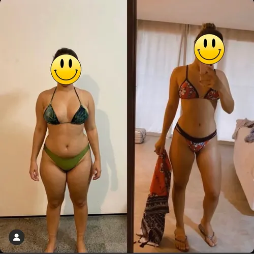 Antes e depois de paciente com acompanhamento nutricional online